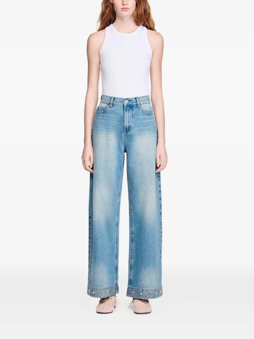  Sandro Rhinestone-embellishment Straight Jeans - Blue 
