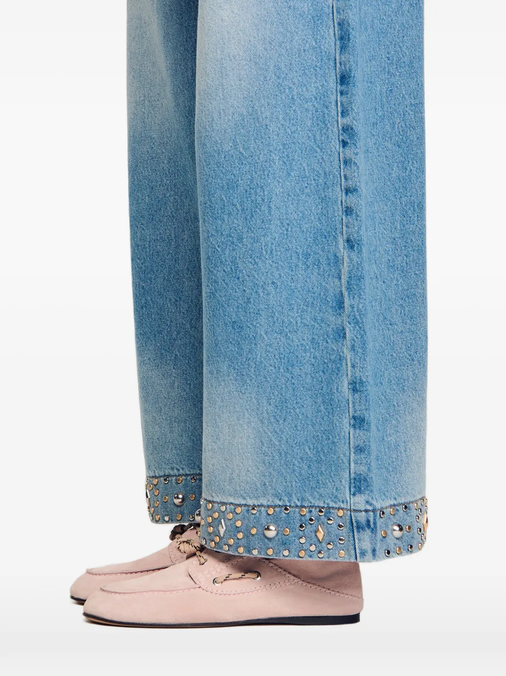 SANDRO Straight jeans verfraaid met stras Blauw