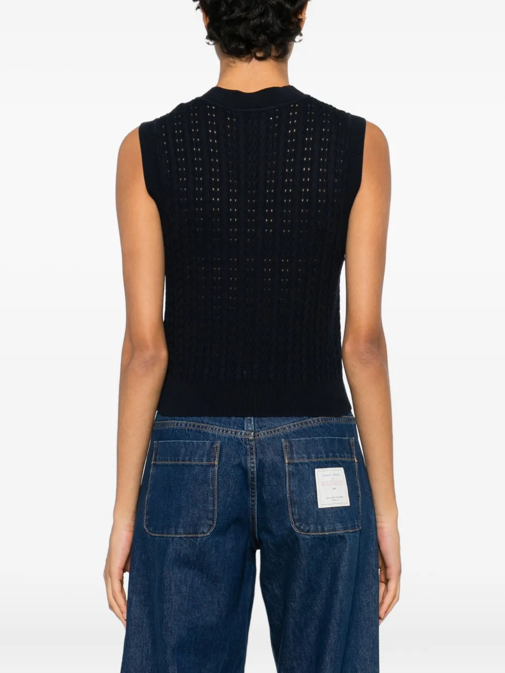 SANDRO Gebreide mouwloze top met textuur Blauw