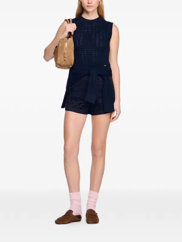SANDRO テクスチャードニット ノースリーブトップ | ブルー | FARFETCH JP