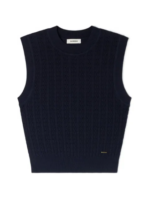 SANDRO textured-knit sleeveless top