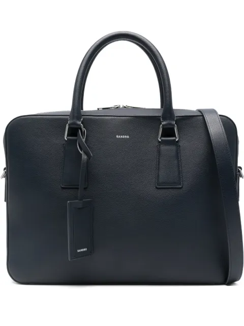 SANDRO top-handle leather laptop bag