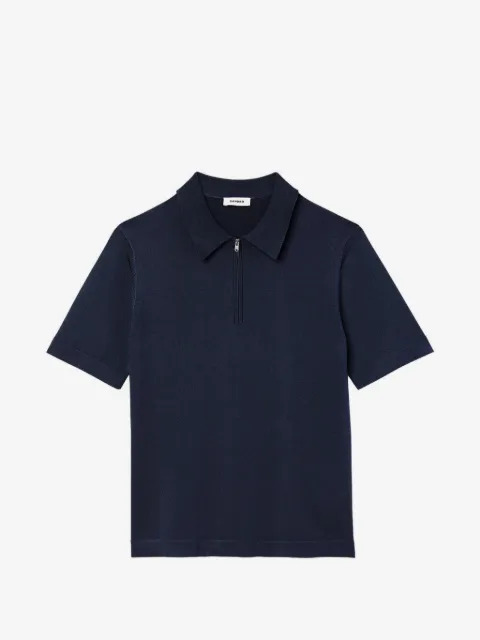 SANDRO knitted polo shirt with zip collar