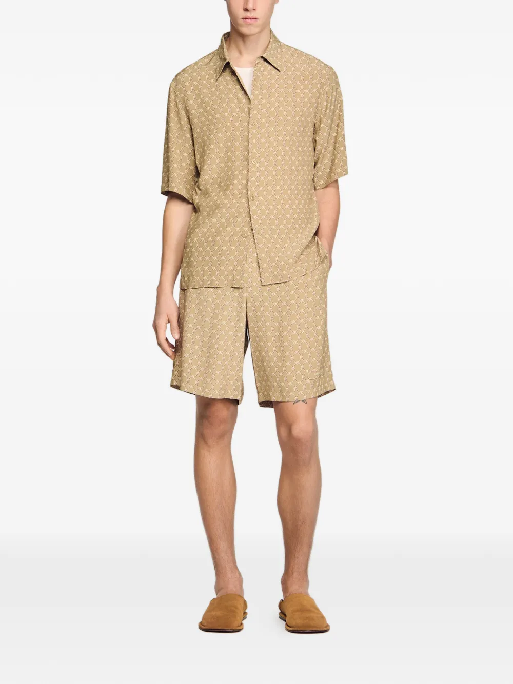 SANDRO Shorts met geometrisch patroon Beige