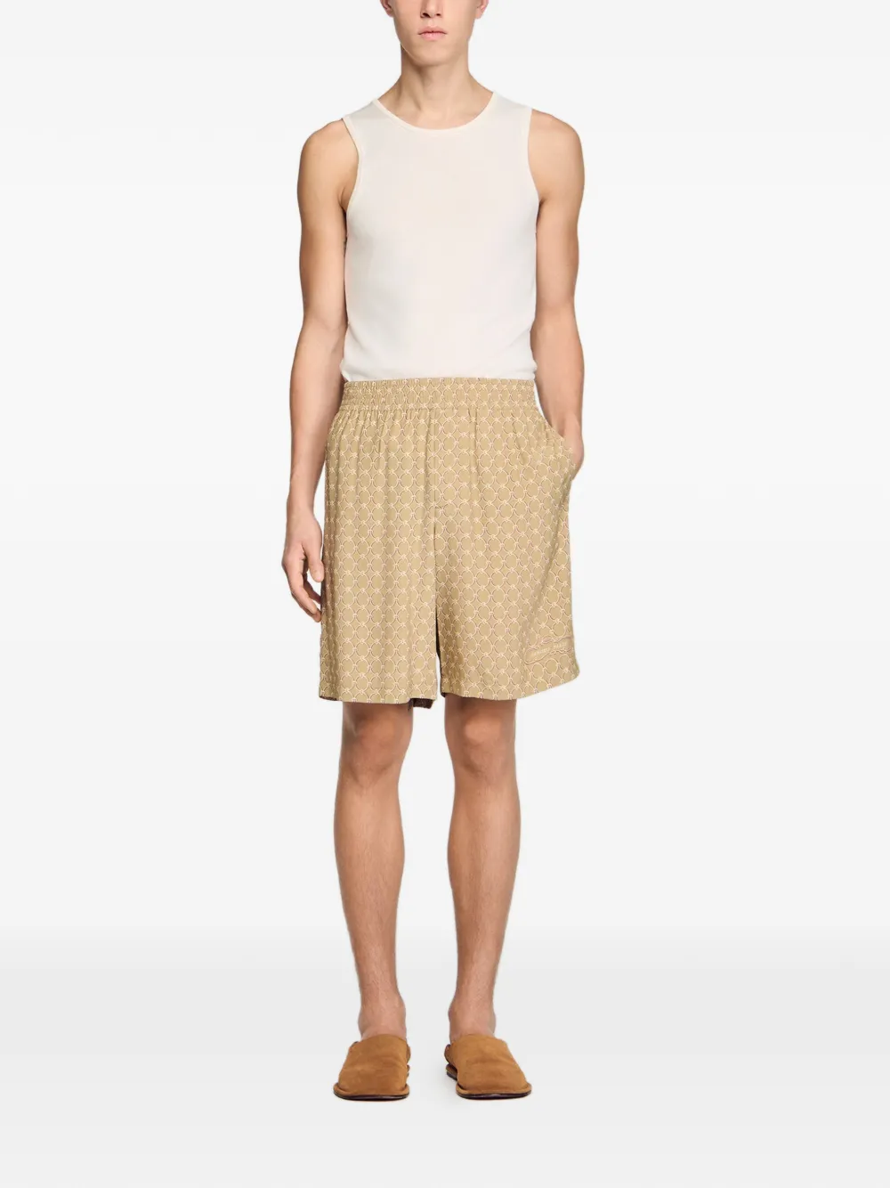 SANDRO Shorts met geometrisch patroon Beige