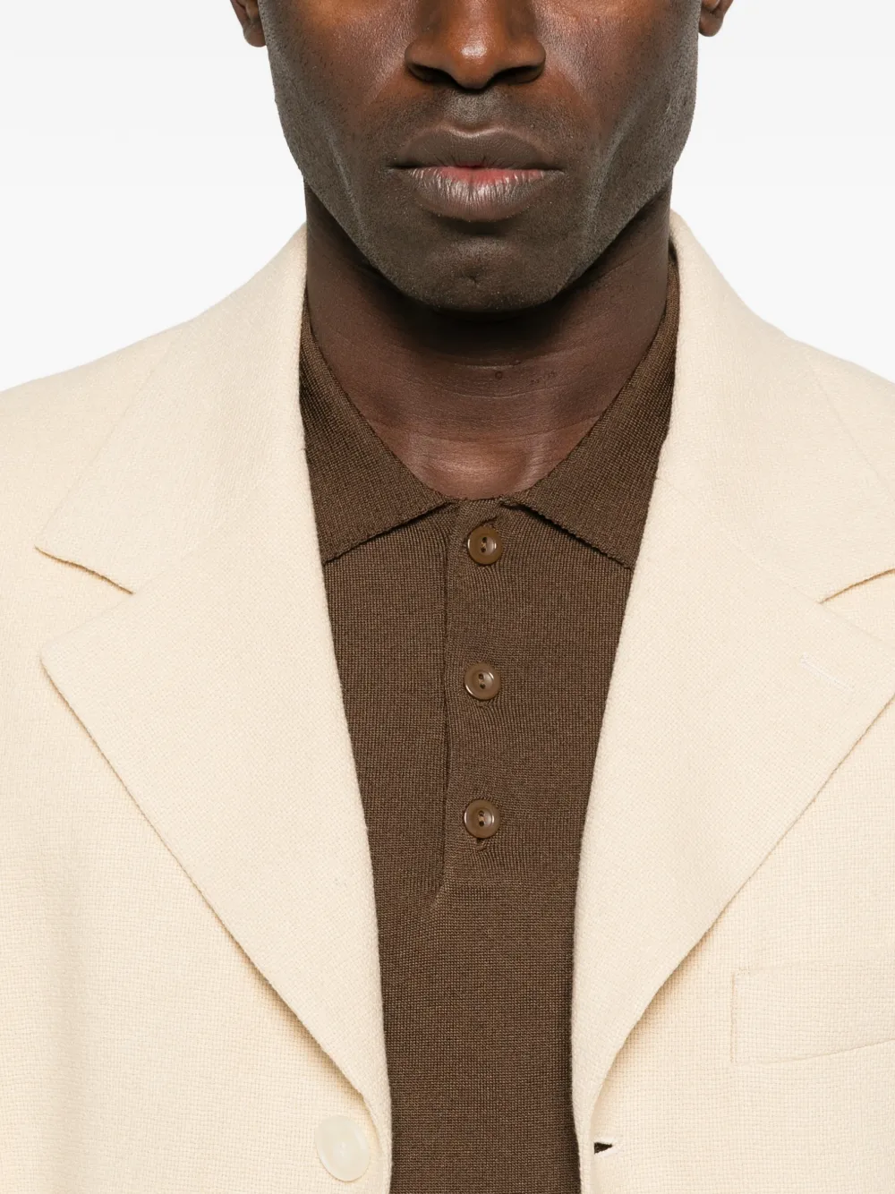 SANDRO Poloshirt met knoop en lange mouwen Bruin