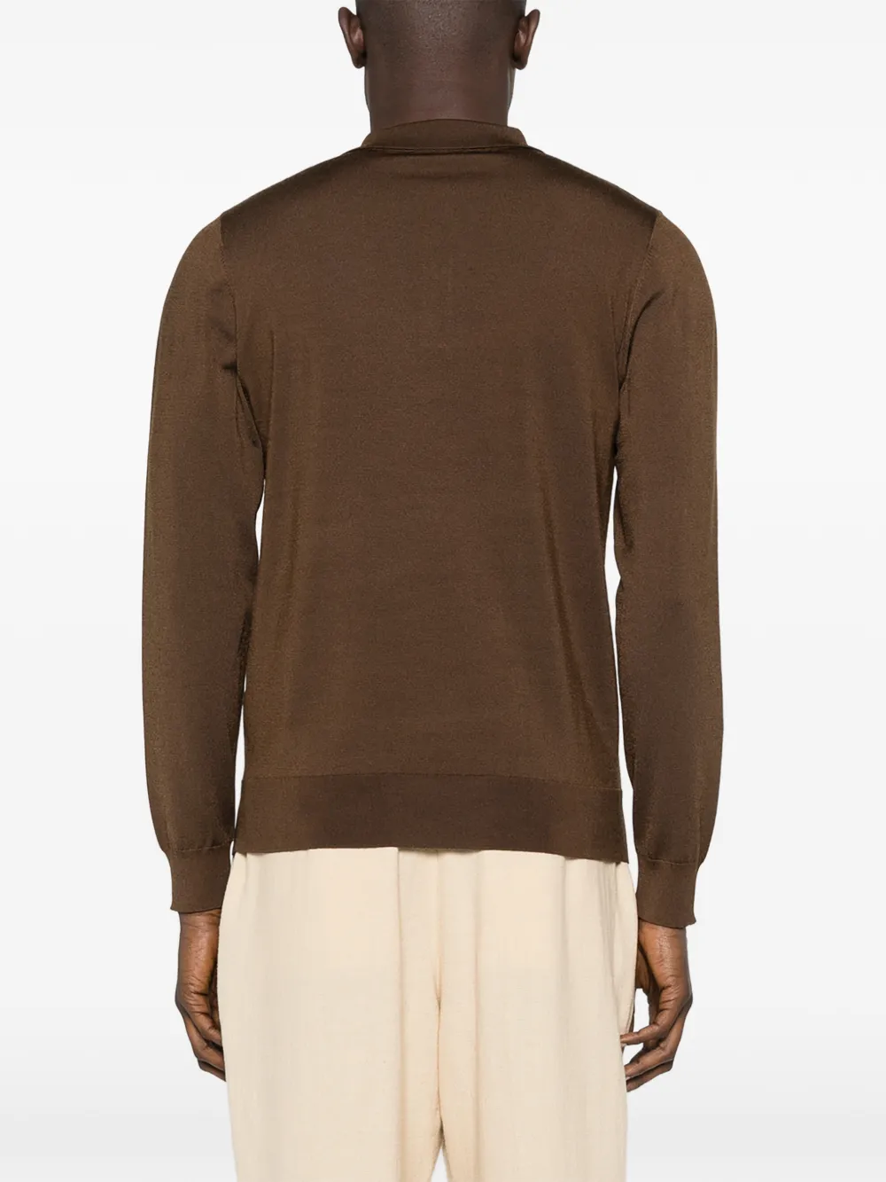 SANDRO Poloshirt met knoop en lange mouwen Bruin