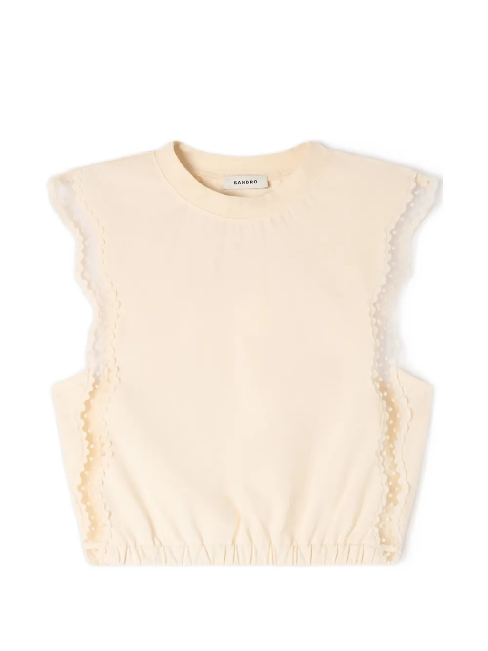 SANDRO crew neck lace-trim top - Toni neutri