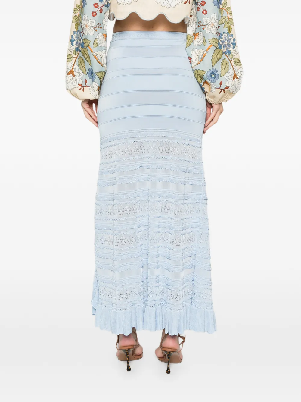 SANDRO Maxi-rok met textuur en ruches Blauw