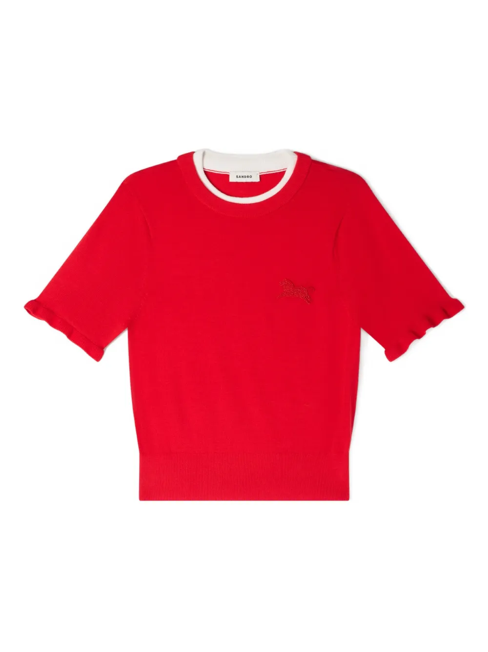 SANDRO contrast-collar wool top
