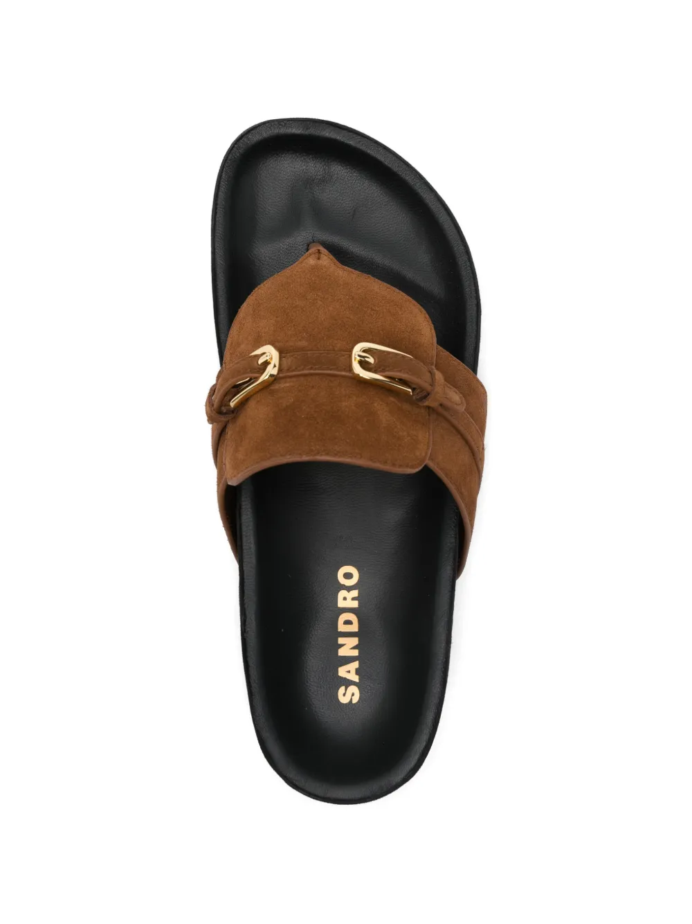 SANDRO Suède sandalen met gesp Bruin