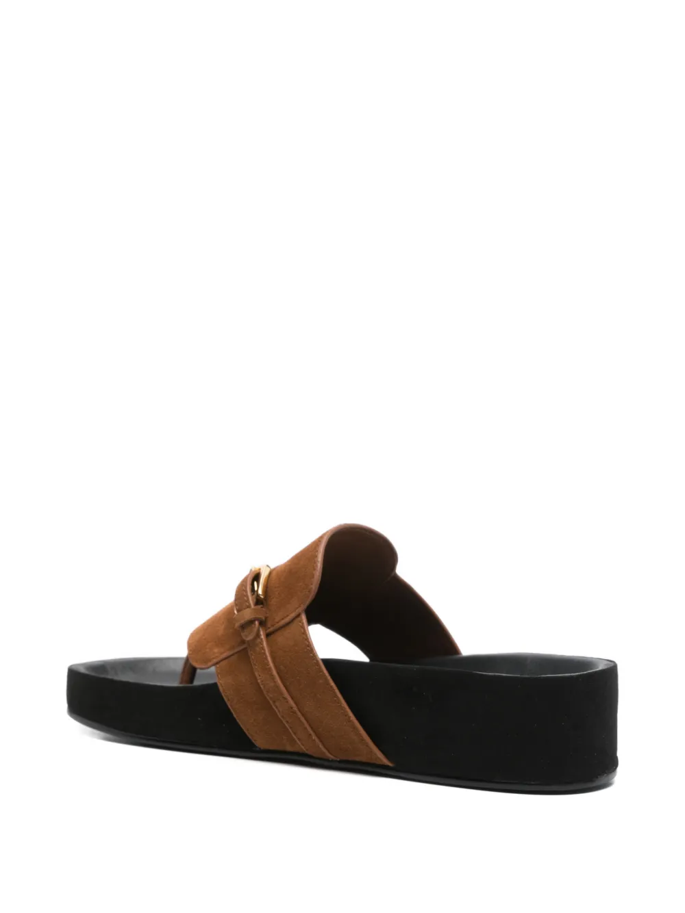 SANDRO Suède sandalen met gesp Bruin