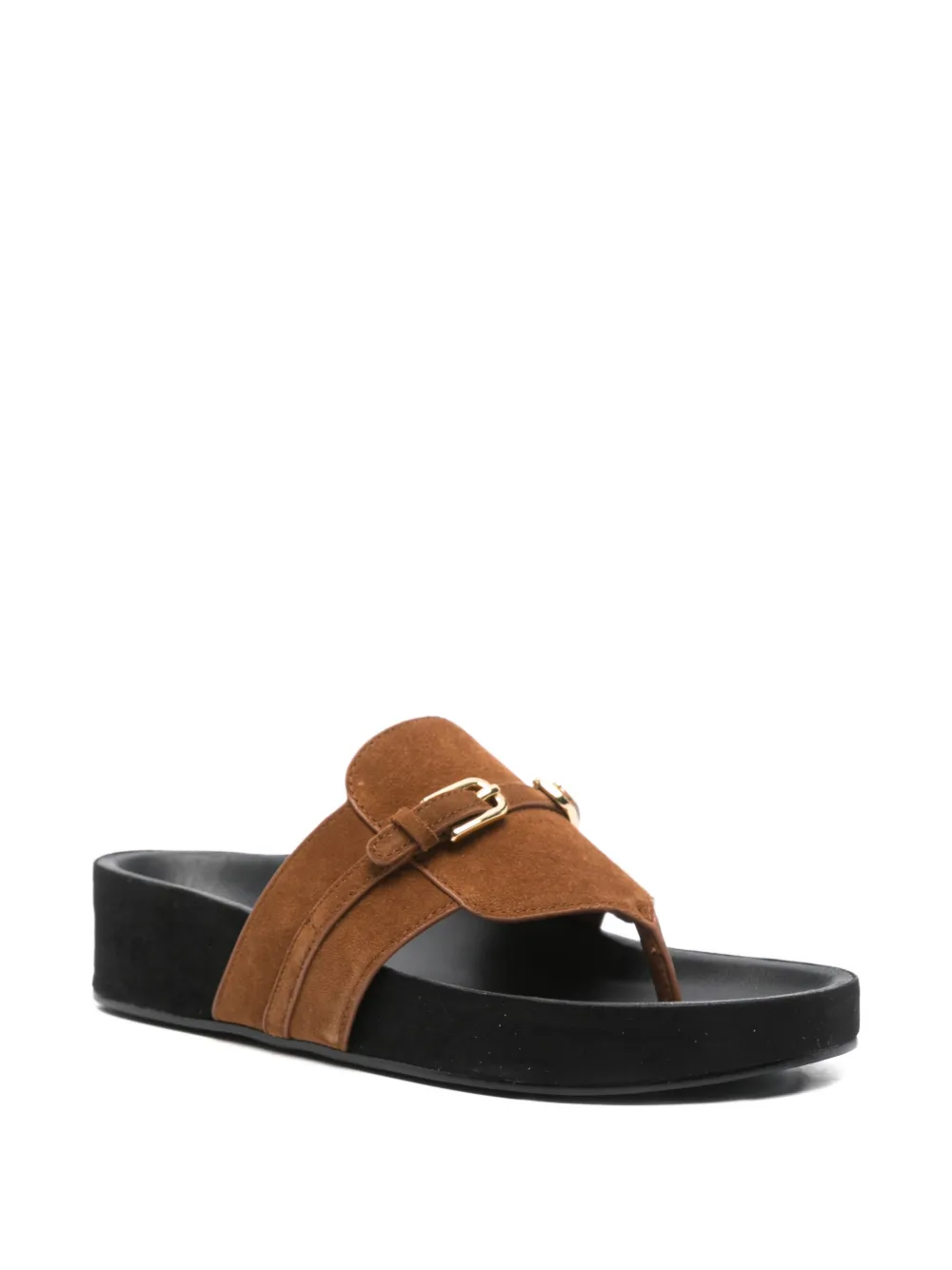 SANDRO Suède sandalen met gesp Bruin