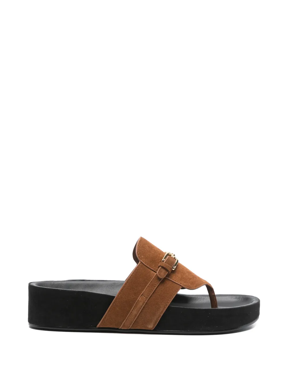 SANDRO Suède sandalen met gesp Bruin