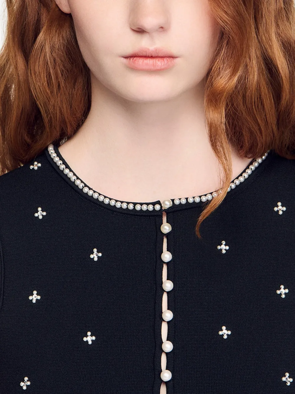 SANDRO Cropped top met bloemenprint Zwart