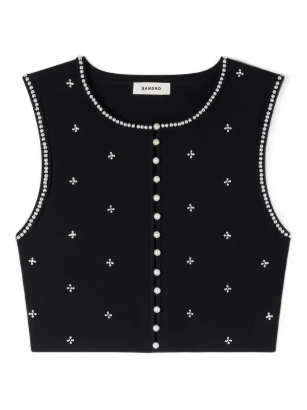 SANDRO フローラル クロップドトップ | ブラック | FARFETCH JP