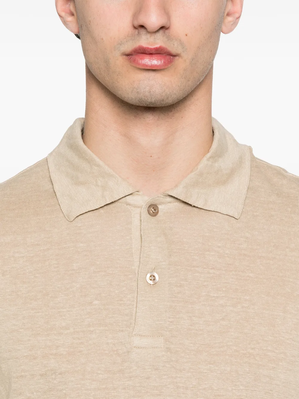 SANDRO Linnen poloshirt Beige