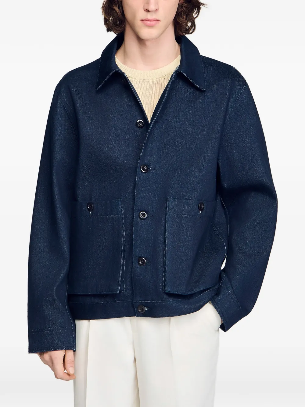 SANDRO Denim jack met knopen Blauw