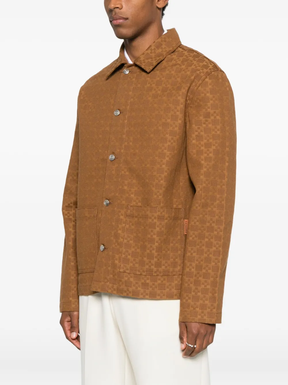SANDRO Button-up denim jack Bruin