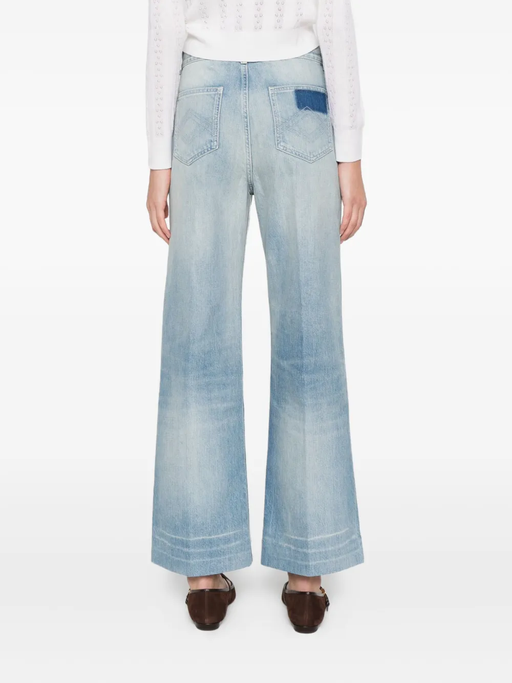 SANDRO High waist straight jeans met rits Blauw