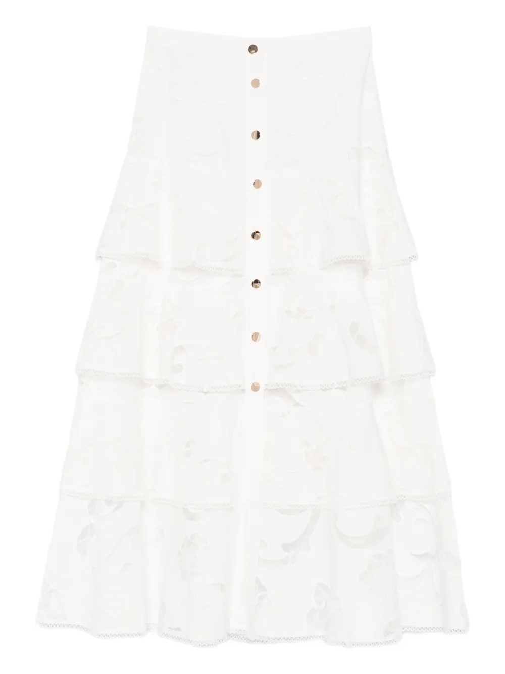 SANDRO Gonna midi svasata con bottoni - Bianco