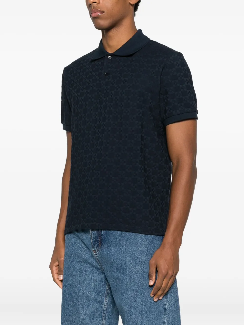  Sandro Square-pattern Polo Shirt - Blue 