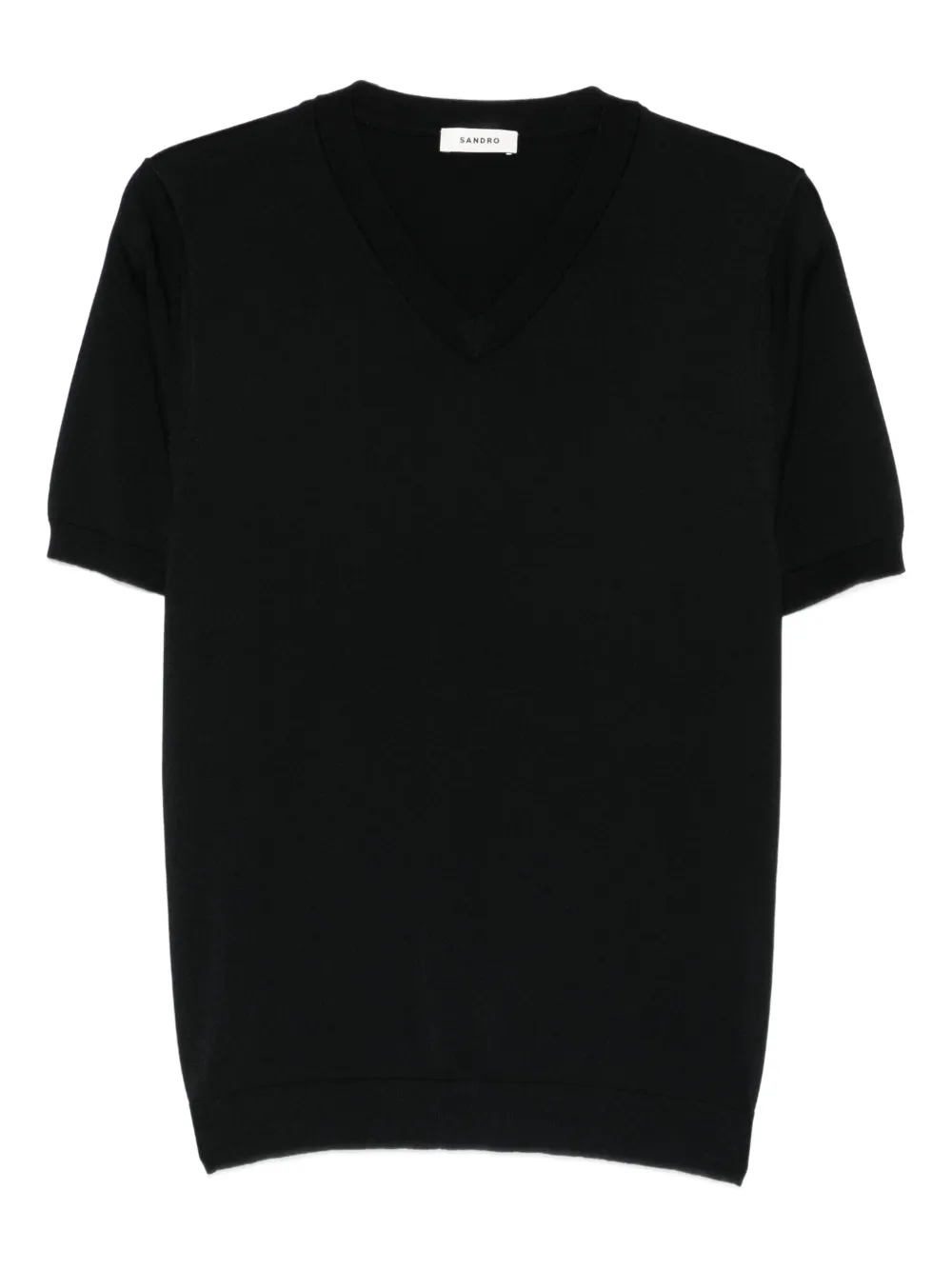 SANDRO T-shirt con scollo a V - Nero