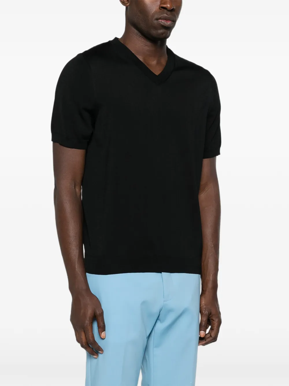 SANDRO T-shirt met V-hals Zwart