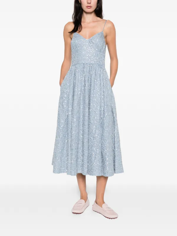 sandro blue floral midi dress SANDRO Sequined Midi Dress | Blue