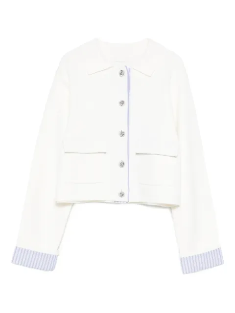 SANDRO polo-collar striped-cuff cardigan