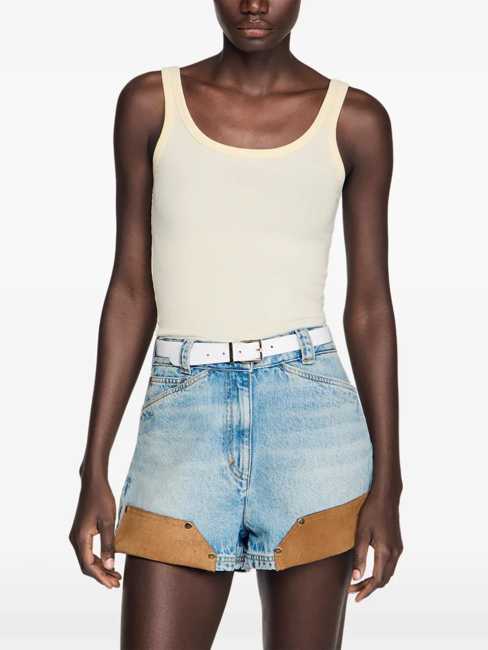 SANDRO Ribgebreide tanktop Geel