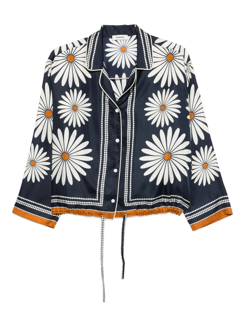 SANDRO Camicia in seta a fiori - Blu