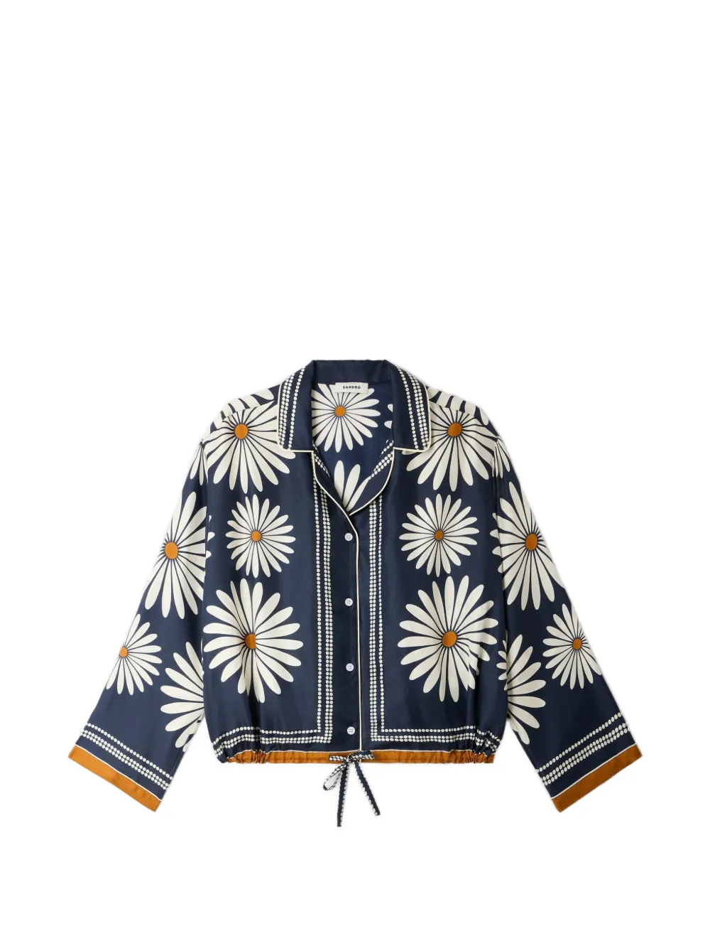 SANDRO Camicia in seta a fiori - Blu