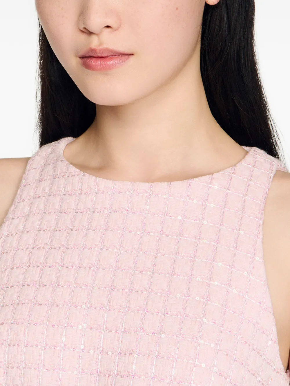 SANDRO Tweed mini-jurk met pailletten Roze