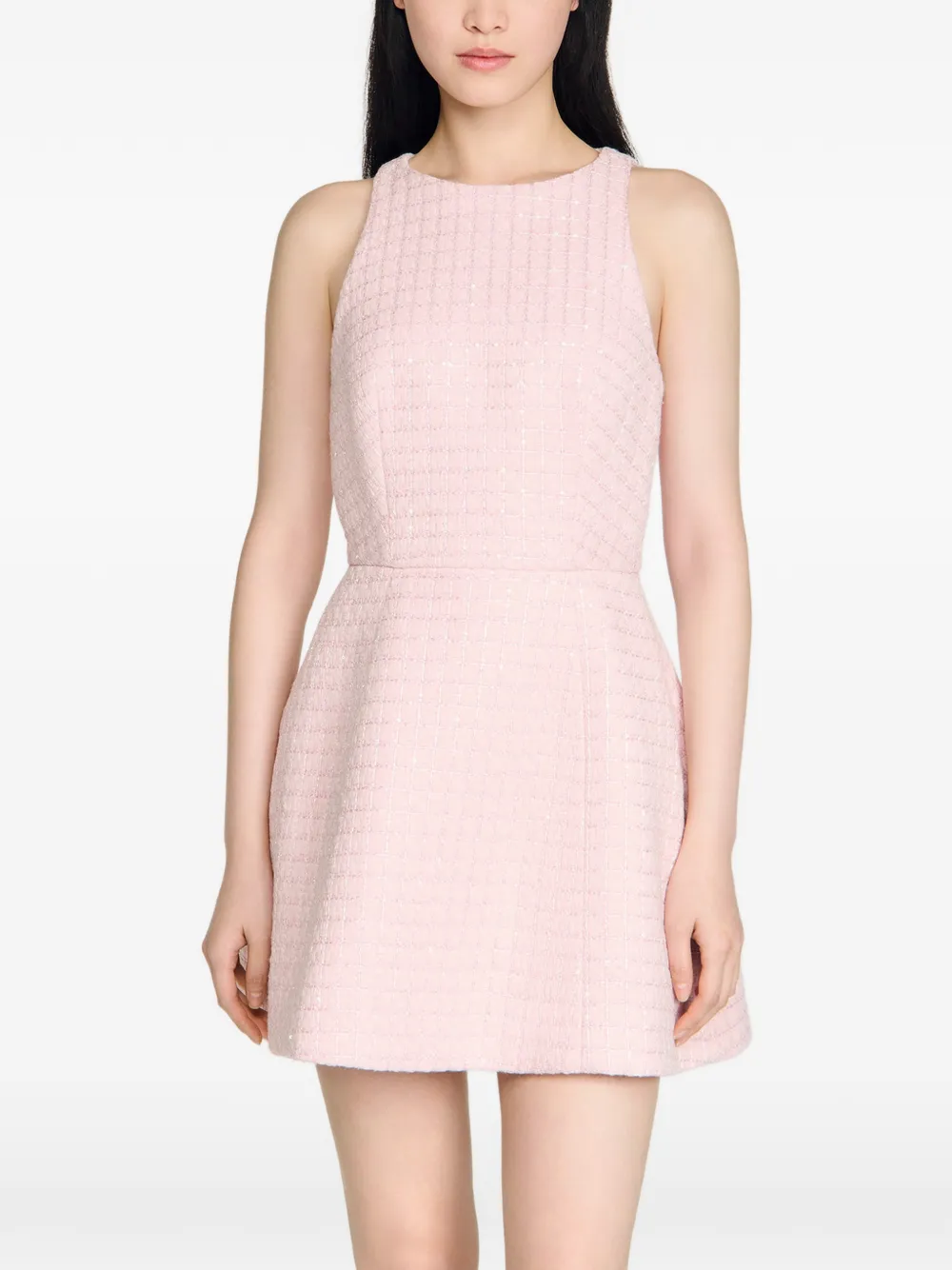 SANDRO Tweed mini-jurk met pailletten Roze