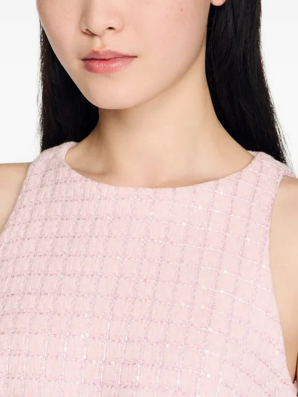 sandro pink tweed dress Sandro Sequin-Embellished tweed mini dress
