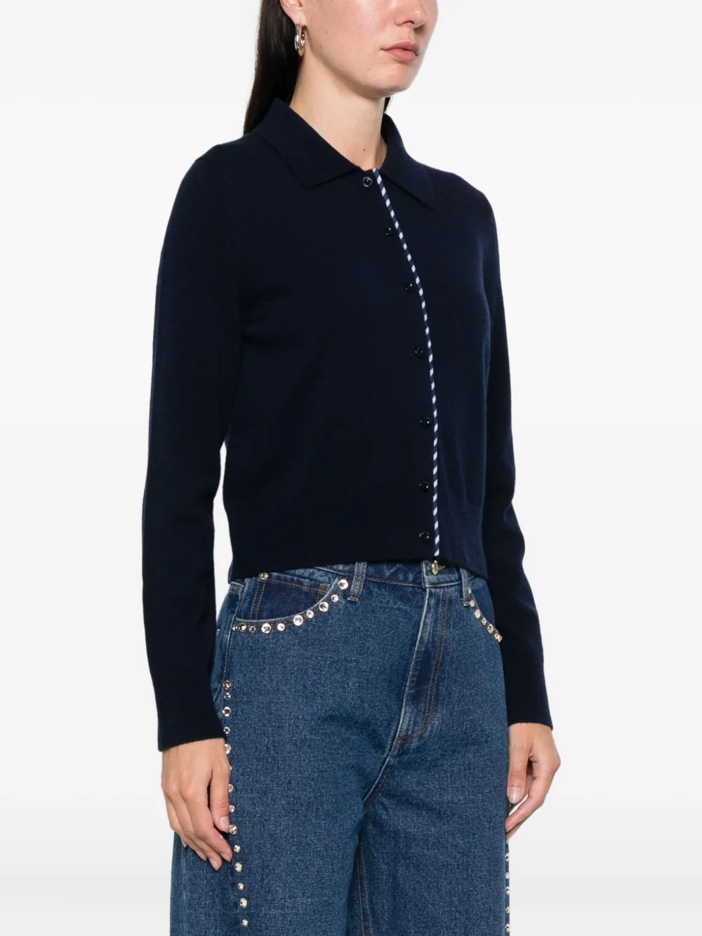  Sandro Striped-detail Cardigan - Blue 