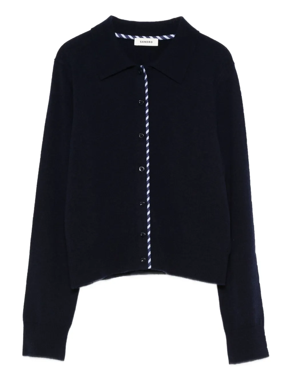 SANDRO striped-detail cardigan - Blue