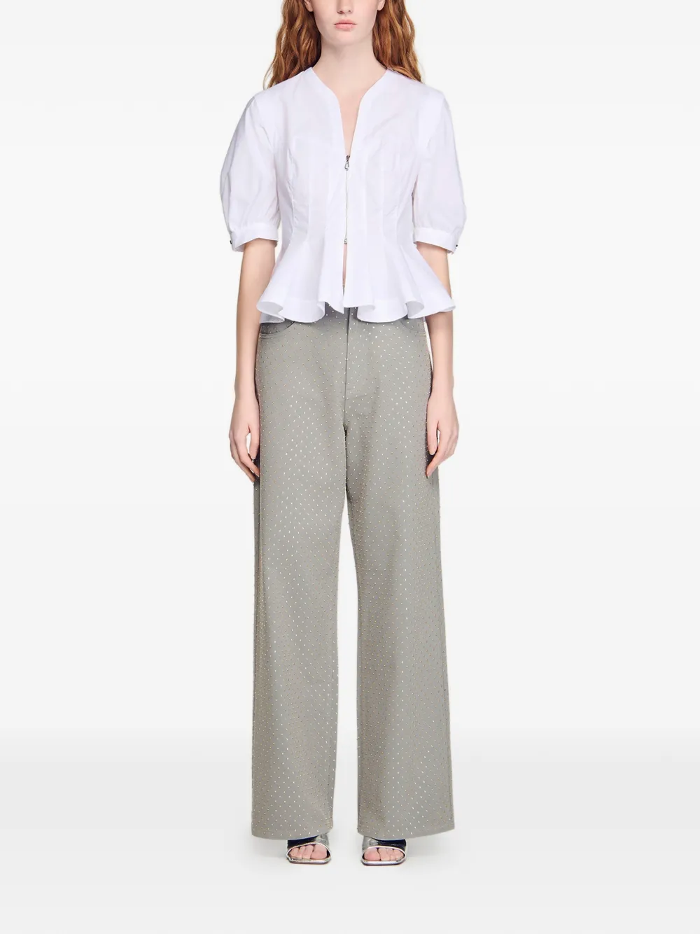 SANDRO zip-up peplum shirt - Wit