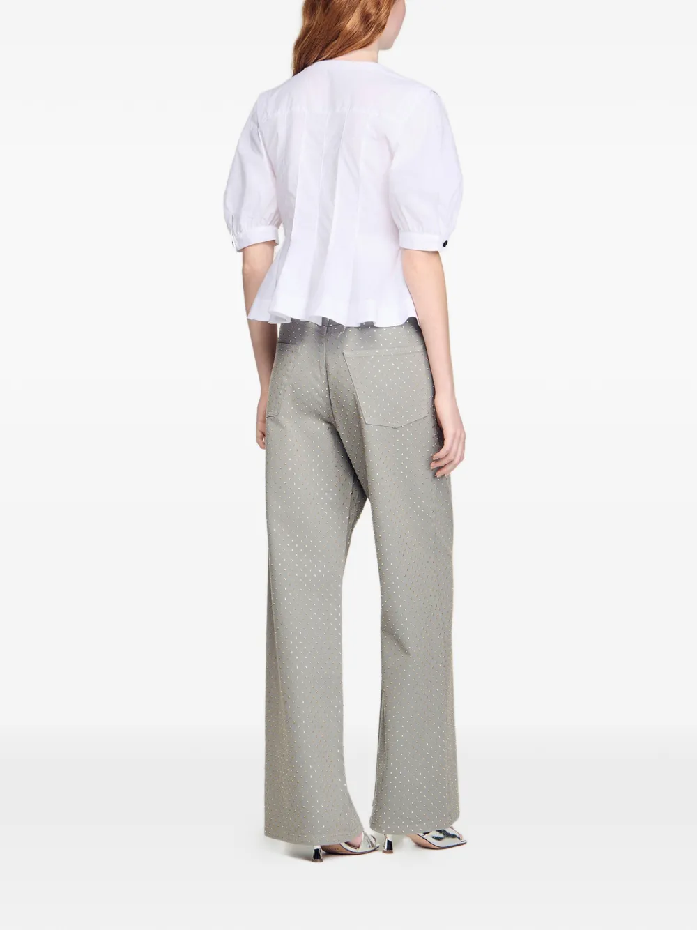  Sandro Zip-up Peplum Shirt - White 