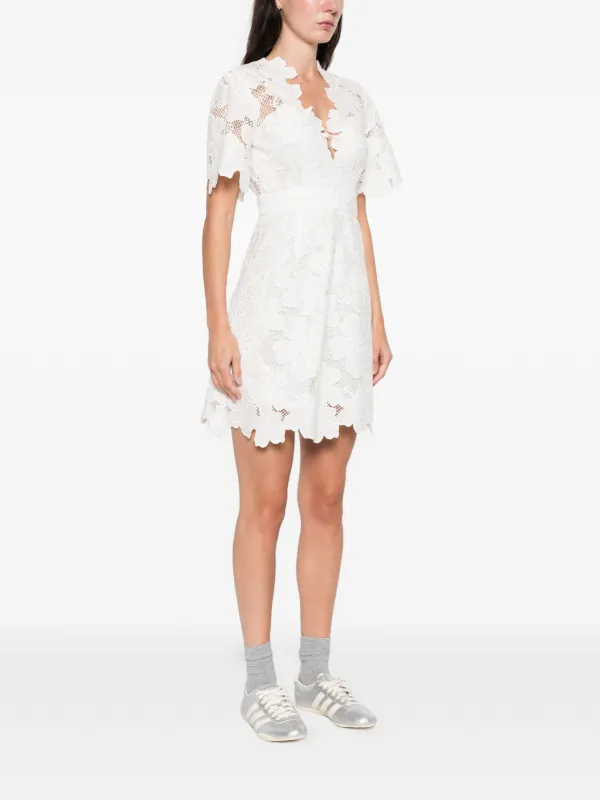 sandro floral embroidered ruffle dress Sandro Floral Embroidered Ruffle Dress In White - 60% Off