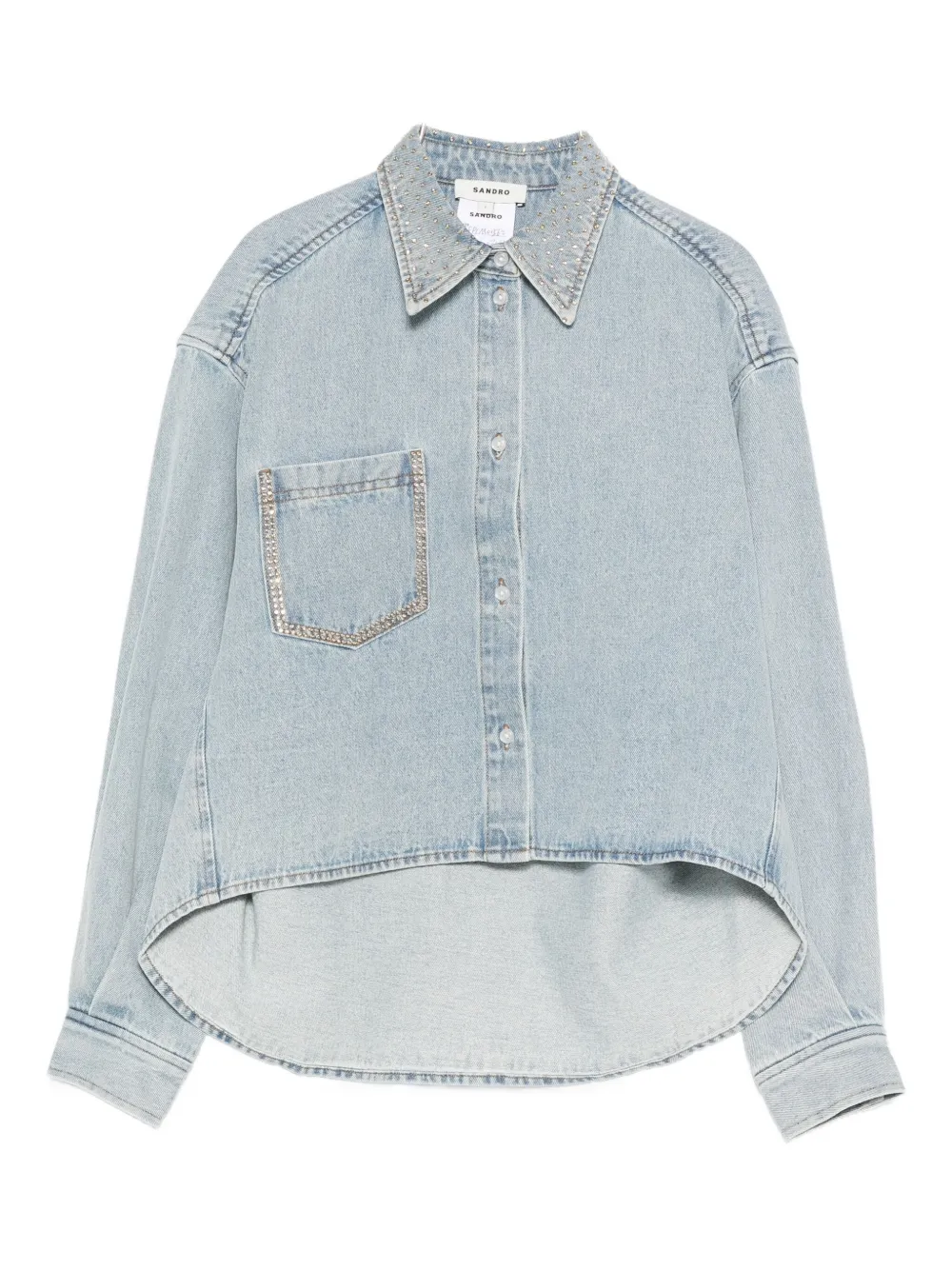 SANDRO Camicia asimmetrica con strass - Blu
