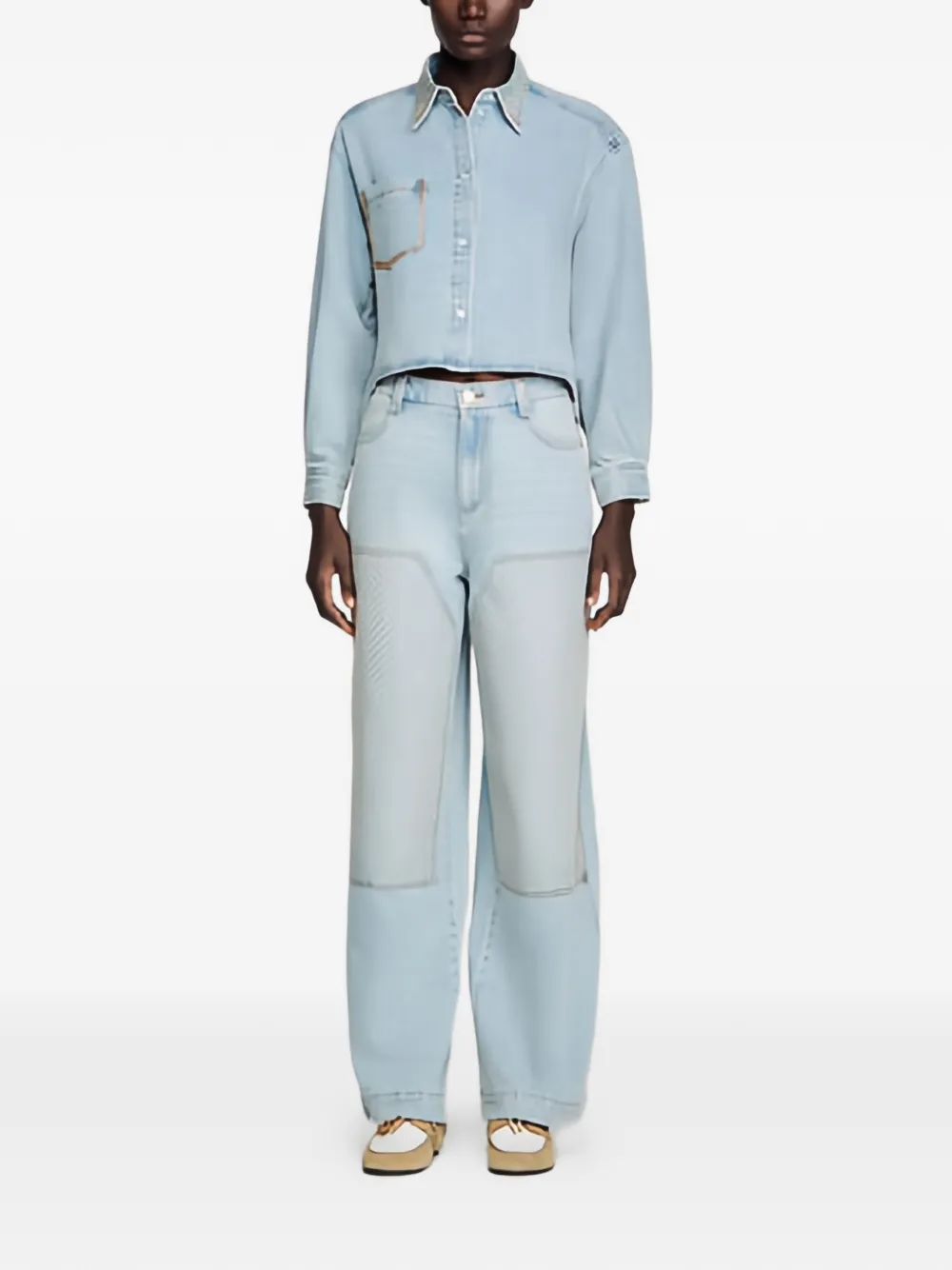 SANDRO Blouse verfraaid met stras Blauw