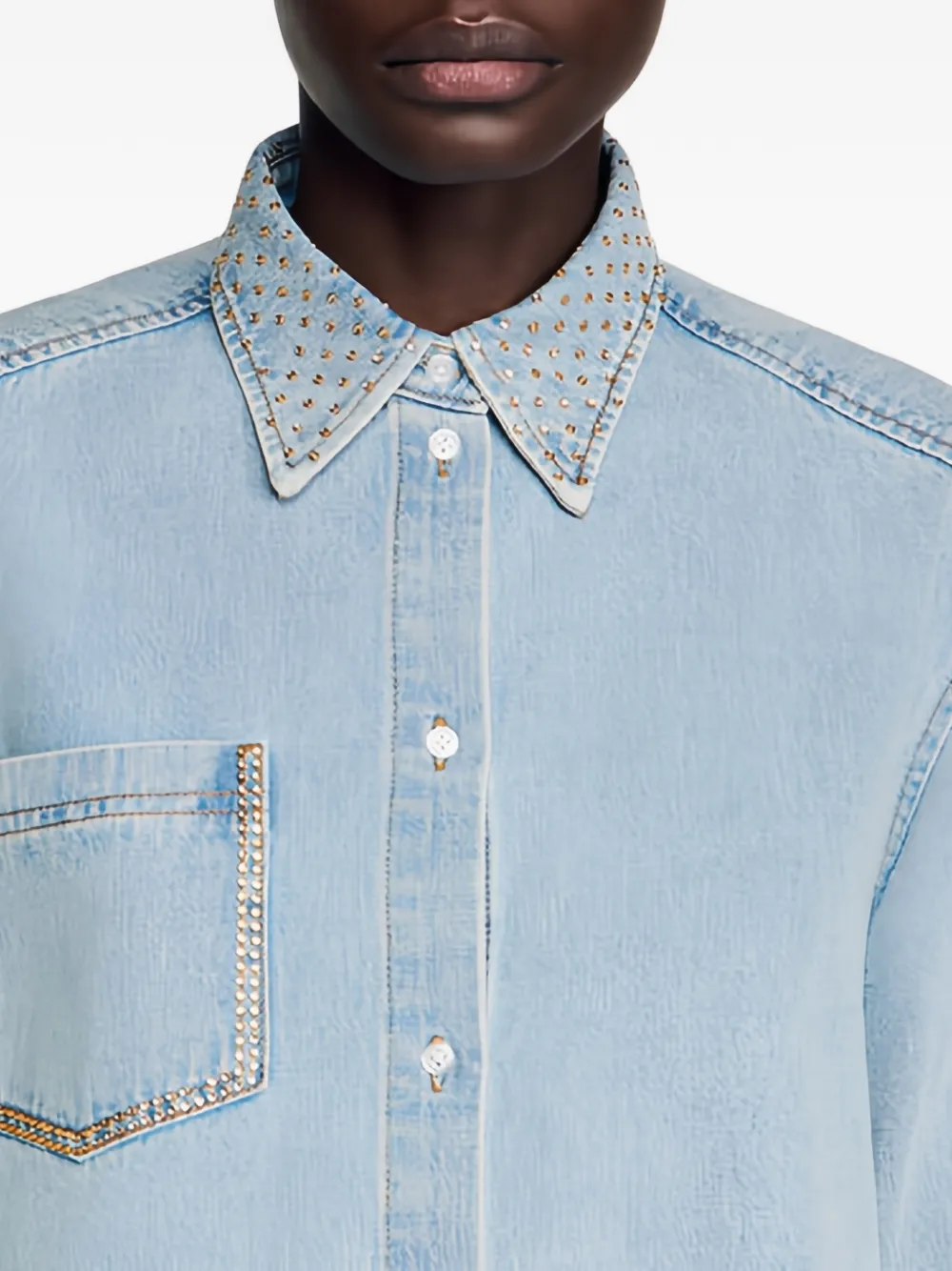 SANDRO Blouse verfraaid met stras Blauw