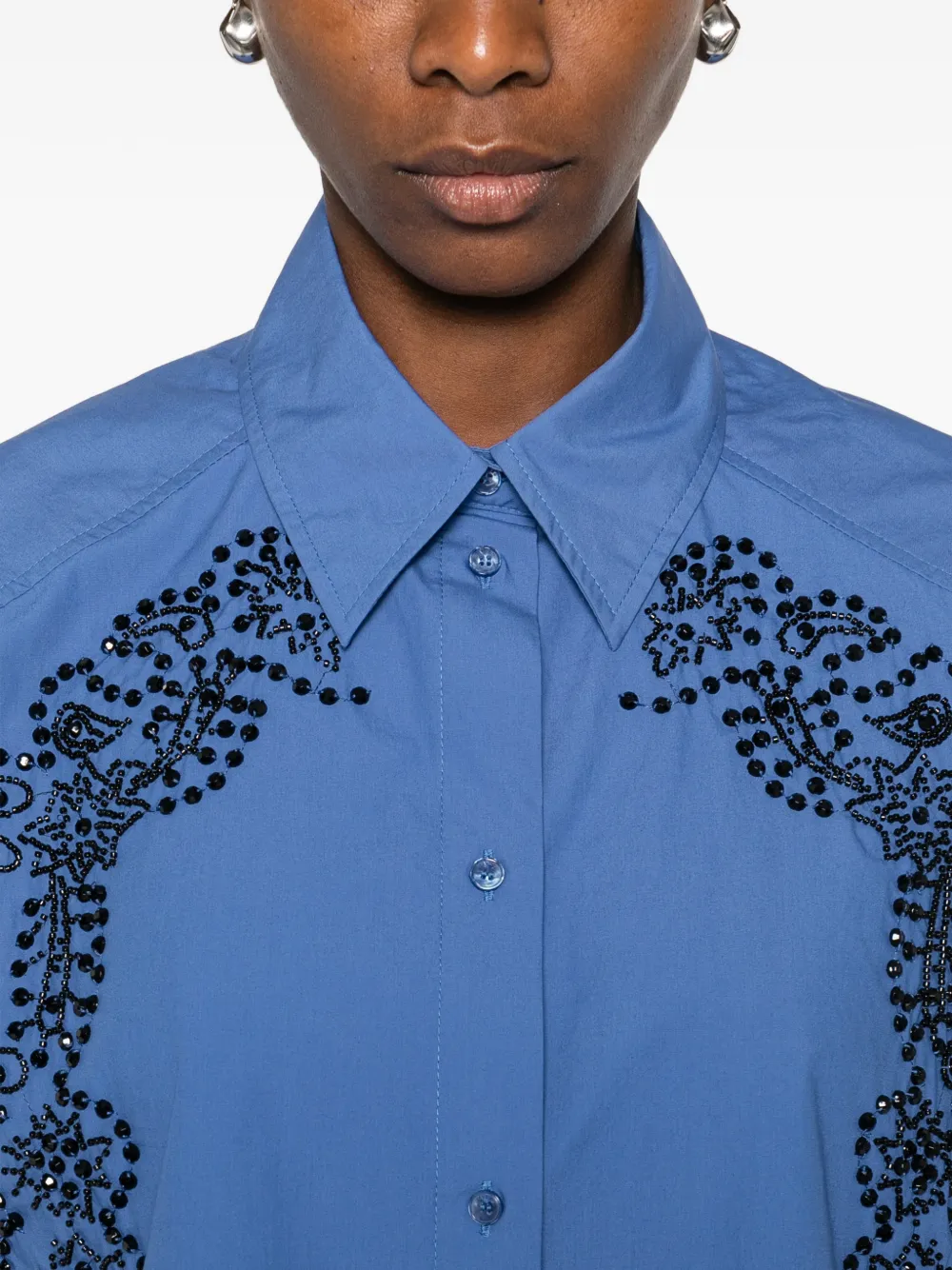 SANDRO Verfraaid blouse Blauw