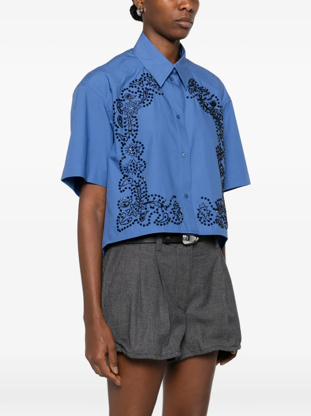  Sandro Embellished Shirt - Blue 