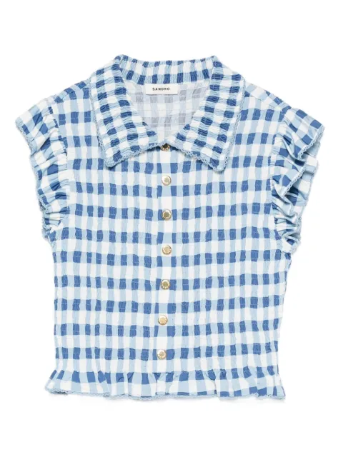 SANDRO ruffled gingham shirt