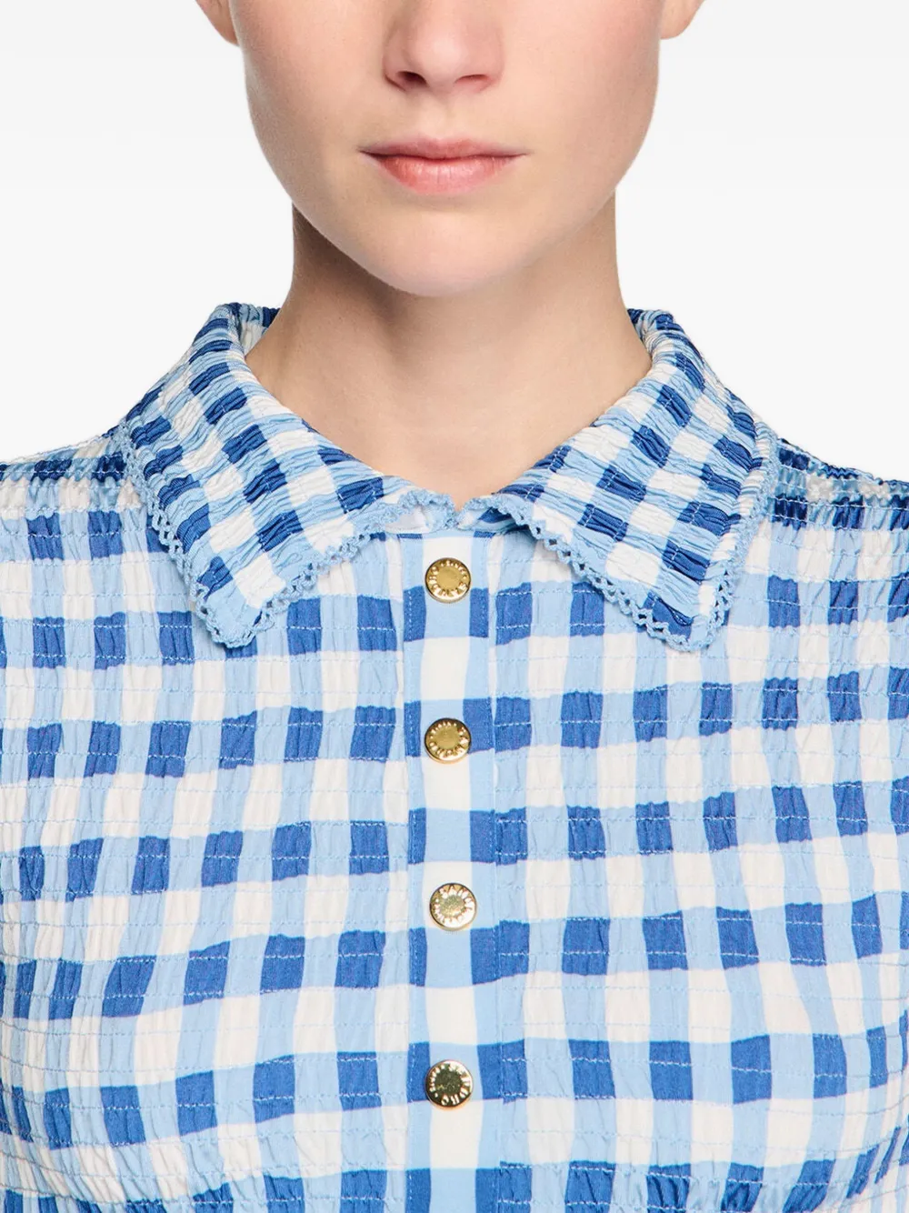 SANDRO Blouse met gingham ruit Blauw