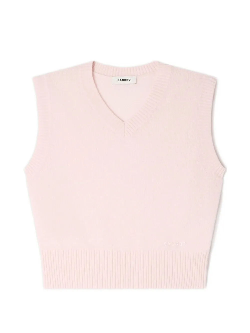 SANDRO Top smanicato con scollo a V - Rosa