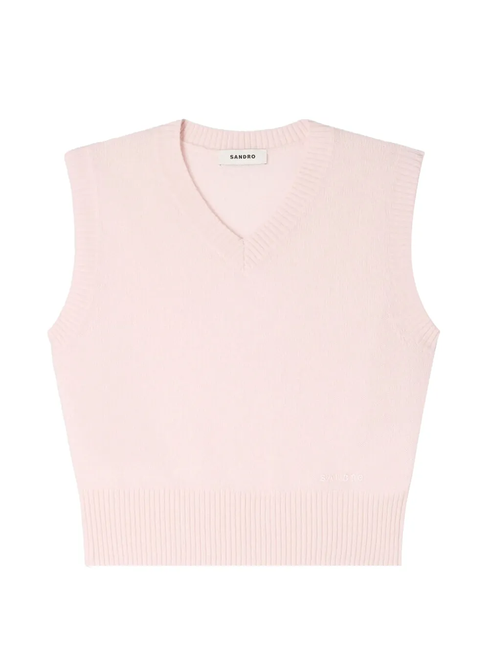 SANDRO Top smanicato con scollo a V - Rosa